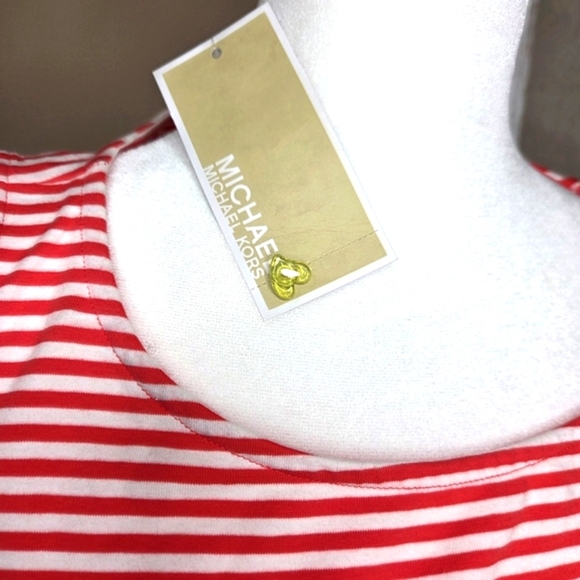 Michael Kors Red and White Striped Top New. - Picture 3 of 12
